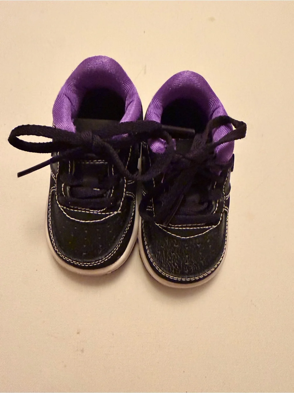 Kids Black and Purple Lace-Up Sneakers